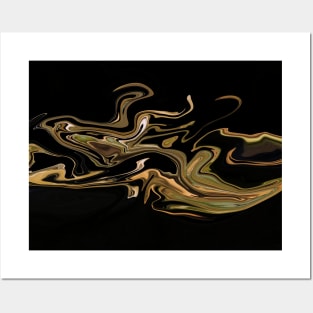 Sage Green & Gold  - Digital Liquid Paint Swirls Posters and Art